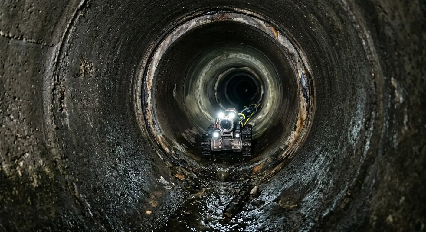 Robotic sewer camera inspecting pipe interior for Drain Snake Service in Corning
